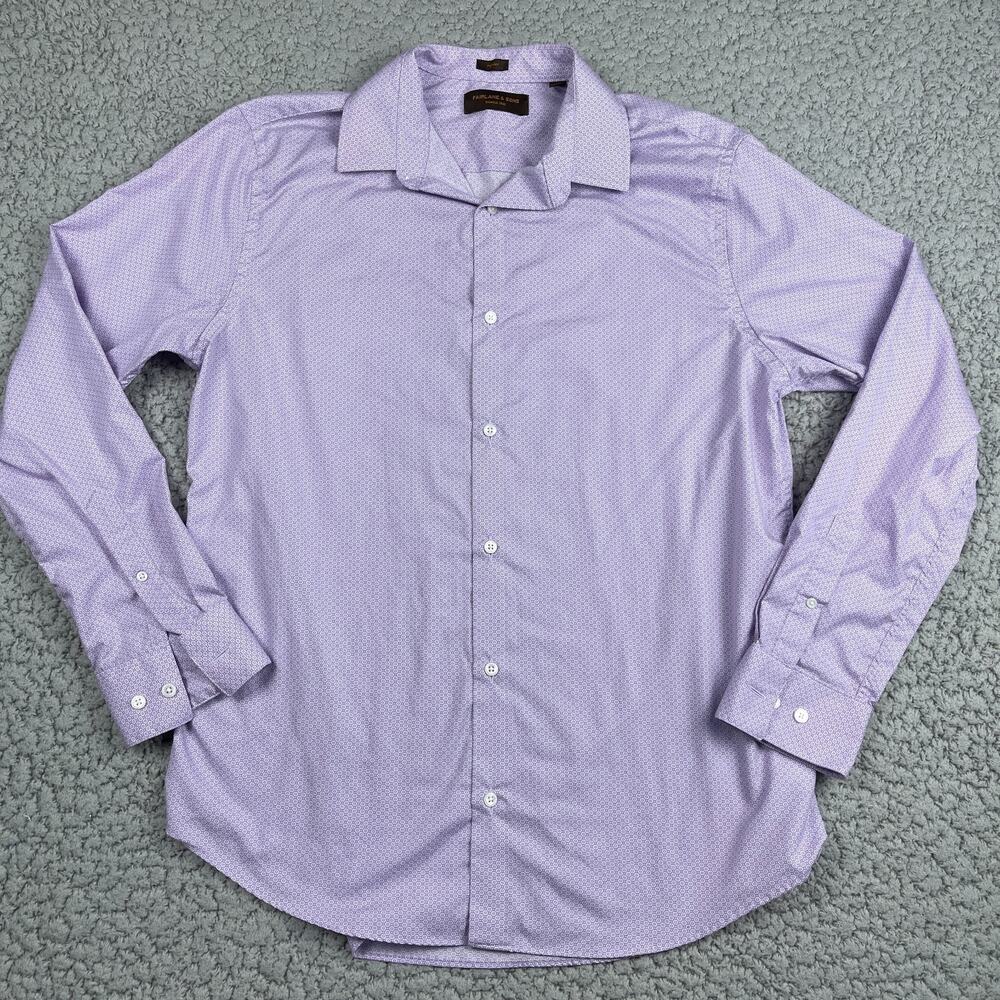 Fairlane & Sons Wrinkle Free Mens L Purple Button Down Long Sleeve Shirt